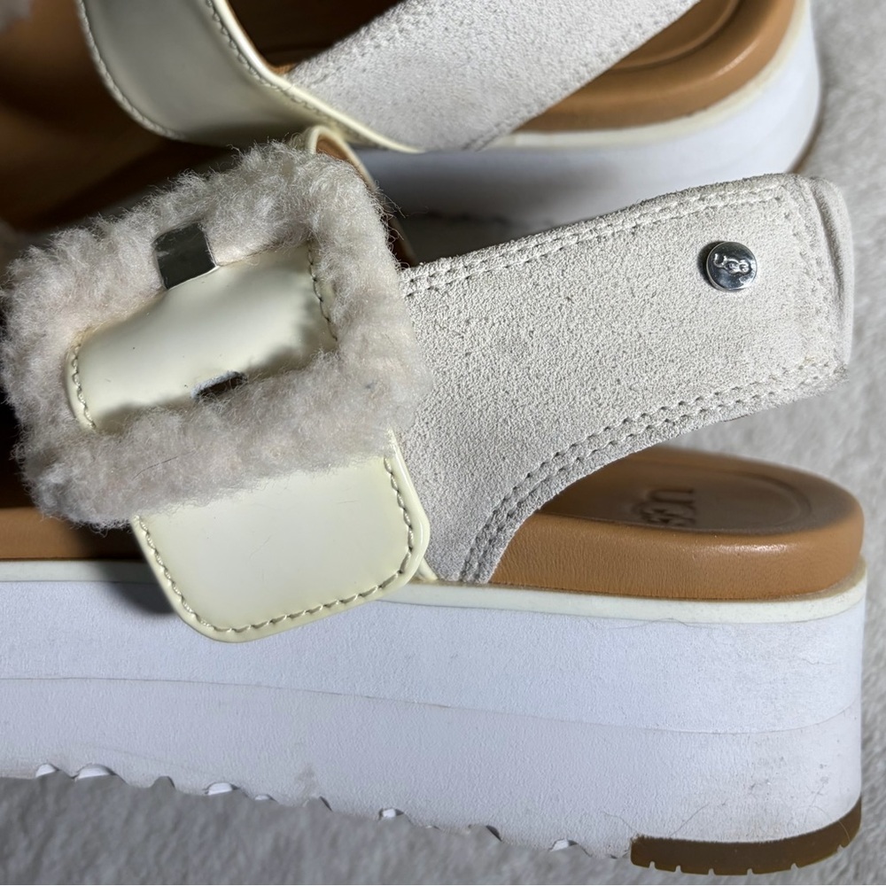 UGG Women's White and Cream Platform Sandals - Picture 4 of 9